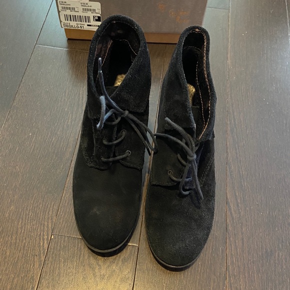 Golden Rose black suede wedge booties size 38 - Picture 2 of 4